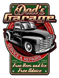 Cartel de chapa Dads Garage XL en relieve Dads Repair Service en relieve coches clásicos Gara... - Imagen 1 de 1