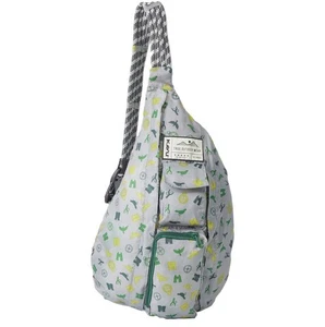 Kavu Rope Sling Bag Umhängetasche Wandern 20” x 11” grau grün gelb Natur EUC - Bild 1 von 14
