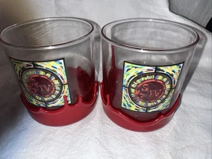 Maker's Mark Ambassadors Stained Glass Red Wax Dipped Set of 2 Rocks Glasses - Picture 1 of 3
