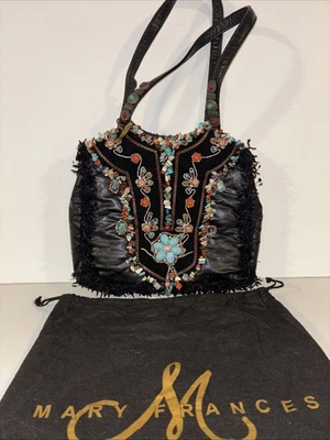 Mary Frances Patina Beaded Shoulder Bag Stone Crystal Jeweled Turquoise Blue - Image 1 of 4