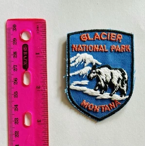 Vintage Glacier National Park Mountain Goat Blue Embroidered Souvenir Patch - Picture 1 of 2
