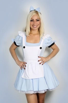 Sexy Halloween Damen Alice im Wunderland Kostüm Verkleidung Outfit S M L