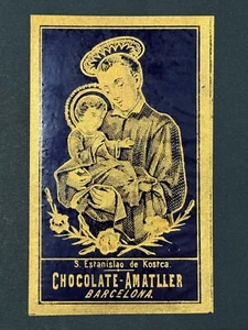 holy card chromolithography santino "SAN ESTANISLAO" PUBLICIDAD CHOCOLATE - Picture 1 of 1