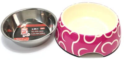 Plato para perro Hagen huesos rosas tamaño pequeño 2 en 1 11,8 oz 73730 Foto 1 de 3