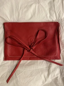 Red Clutch Handbag Zara 100% Leather-Brand New - Picture 1 of 8