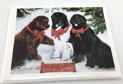 Новый Ньюфаундленд Newfies Xmas большие собаки Рождество праздник пустые открытки комплект 8 - Изображение 1 из 4