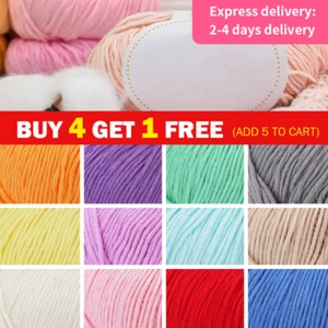 100% Cotton Yarn 50g Ball DK Double Knitting Baby Washabled Wool Crochet UK - Picture 1 of 23