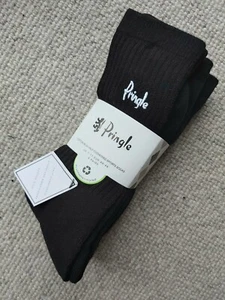 3 PAIRS : 7-11 PRINGLE of SCOTLAND Black Half Cushioned SPORTS SOCKS 40-46 Mens - Picture 1 of 6