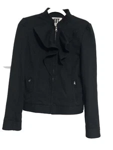 kut from the kloth womens jacket Black Ruffle Along Zipper. Medium Zip Pockets - Picture 1 of 15