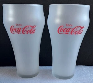 Coke Coca-Cola Frosted Bell Glass Red Letters Enjoy 6" Vintage 1980’s Rare Cond - Picture 1 of 3