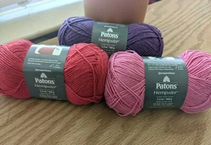 Patons Hempster DK Weight Yarn 100g-55% hemp, 45% cotton- pink, red, or purple - Picture 1 of 5