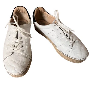 Vince Camuto Jinnie White Leather Espadrille Lace Up Sneakers Womens Size 10 M - Picture 1 of 6
