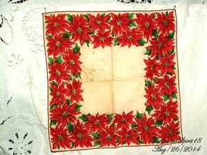 PAÑUELO ANTIGUO DE COLECCIÓN FLOR DE POINSETTIA ROJO LINO FINO DE COLECCIÓN - Imagen 1 de 3