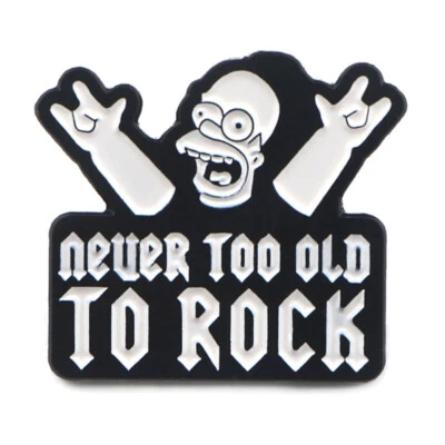 Homer Simpson Never Too Old To Rock Black Enamel Metal Pin - Image 1 of 4