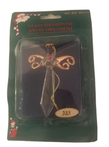 Geburtsstein aus Glas ~ Engel Ornament ~ Juli ~ neuer älterer Bestand gebogener Karton - Bild 1 von 10