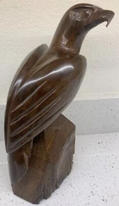 o'o'o . Polished WOOD Carved EAGLE . Measures 12 inches Tall - Picture 1 of 12