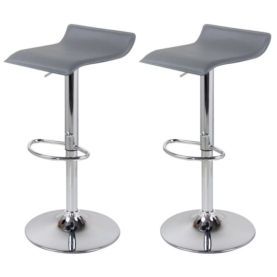 Woltu Designer Barhocker aus Kunstleder - Grau, 2er-Set (BH11gr)