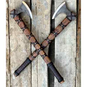 Custom Handmade Carbon Steel Blade 2 Axes Of Ragnar Viking Axe Hunting Axe - Picture 1 of 4