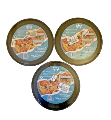 Pizzateller, Pizzableche 3x 2-er Pack = 6 Stück rund Metall Boden gelocht - NEU - Bild 1 von 2