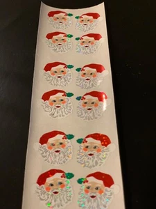 1 SHEET (3 Sqs) RARE SANDYLION CHRISTMAS SHIMMER SANTA HEAD STICKERS - 12 PCS -  - Picture 1 of 5