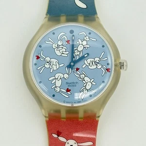 Unworn SWATCH Bunnysutra Mint Condition Sex Positions Watch, 41mm, Runs, STGK101 - Picture 1 of 10