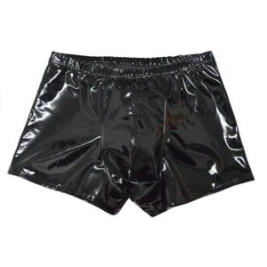 Men PU Leather Shorts Boxer Brief Sexy Faux Latex Underpant Trunks Fit Underwear - Picture 1 of 13