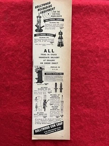 Vintage 1954 Hollywood Gun Shop Print Ad Firearm Reloading Equipment Ad Only - Picture 1 of 6