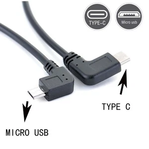 90 angle Type C (USB-C) to Micro USB Sync Charge OTG CHARGER Cable Adapter tt - Picture 1 of 8