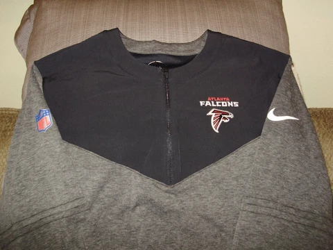 NFL Atlanta Falcons Nike Dri-Fit Sideline Lockup Black 1/2 Zip Jacket Men's 3XL Cover