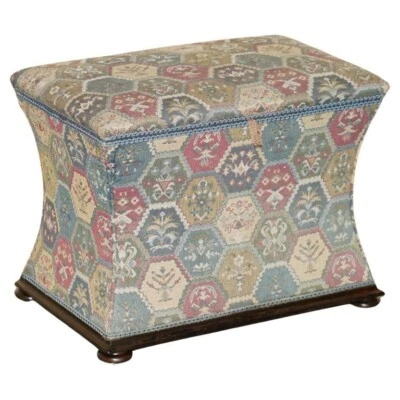 VICTORIAN CIRCA 1880 KILIM EMBROIDERED UPHOLSTERY OTTOMAN FOOTSTOOL TRUNK - Image 1 of 4