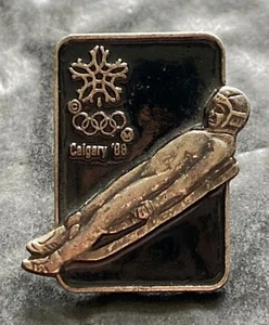 Alfiler esmaltado vintage de los Juegos Olímpicos de Calgary 1988 - Luge - Imagen 1 de 2