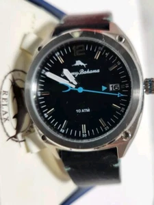 Tommy Bahama TB00078-02 Men's 44mm Stainless Steel Black Dial Watch - Picture 1 of 8