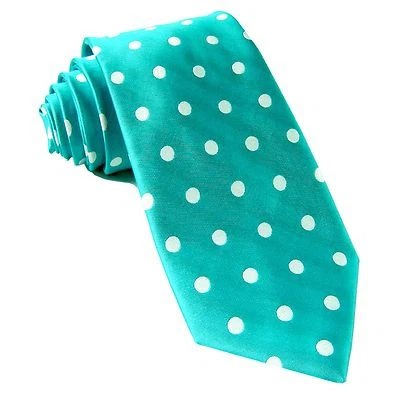 New men's polyester woven neck tie necktie prom polka dots blue white wedding  - Image 1 of 2