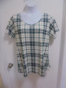 LuLaRoe Womens Multi Color Plaid Short Sleeves Scoop Neck Top Size XL - Foto 1 di 6