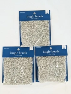 3pk Bugle Beads 5mm Silver Tube Style 100g Each Craft Lot Hildie & Jo NEW - Picture 1 of 7