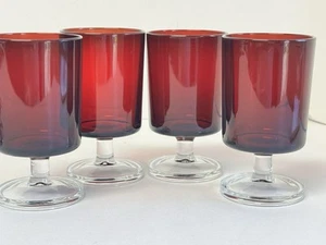Cristal D'Arques Cavalier Luminarc France 3 oz Ruby Red Wine Glasses 4" Set of 4 - Picture 1 of 8