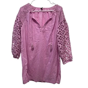 J Crew Ösen 100 % Baumwolle Tunika Überwurf Pfingstrose Rosa Stil L7444 Größe Large - Bild 1 von 8
