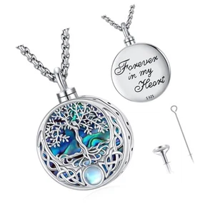 Tree of Life Necklace Sterling Silver Crystal Abalone Shell Tree Pendant with - Imagen 1 de 8