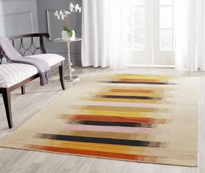 Dhurries Collection 6' x 9' Beige / Multi DHU642A Handmade Flatweave Premium ... - Picture 1 of 4