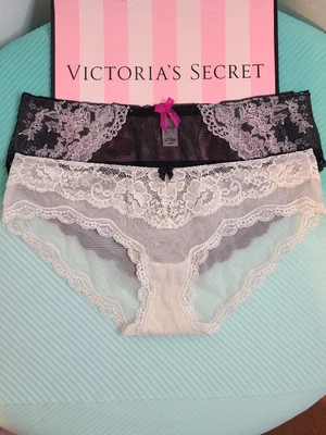 Calcinha de biquíni Y2K VS Dream Angels 2pk renda e malha hipkini tamanho M preta e branca - Imagem 1 de 4