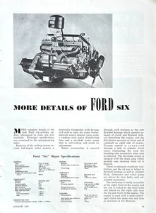 1941 Bericht einige Details des Ford Sechszylinders 90 PS 226 Cu im Motor - Bild 1 von 1