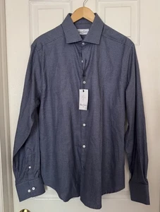 Camisa Robert Graham Para Hombres 16.5 Ajuste A Medida Troy Vestido Abotonado Manga Larga Azul Marino - Imagen 1 de 12