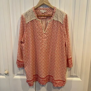 Blusa Weekend Suzanne Betro naranja y crema talla 2X - Imagen 1 de 7