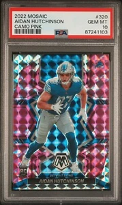 2022 Panini Mosaic Aidan Hutchinson Camo Pink Prizm Rookie RC #320 PSA 10 - Bild 1 von 2