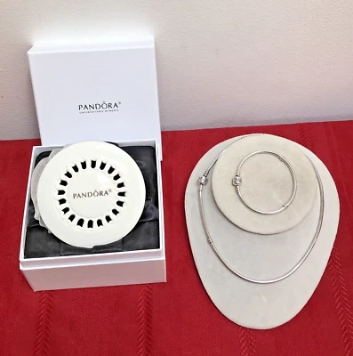 Auténtico Collar PANDORA 16.6" y Pulsera 7.5" ¡Con Caja de Regalo Porcelana Pandora!! Foto 1 de 4