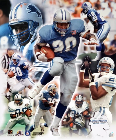 BARRY SANDERS Detroit Lions Career Retrospective NFL Premium 20x24 POSTER Print Cover