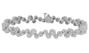3.50 Ct TW Round Diamond Tennis Bracelet in 14 kt Gold Bubble Style Mounting - Picture 1 of 6
