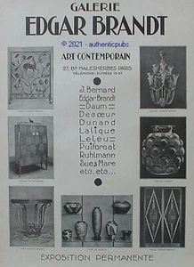 PUBLICITE EDGAR BRANDT FERRONNERIE ART CONTEMPORAIN LUSTRE VASE TABLE DE 1926 AD - Picture 1 of 1