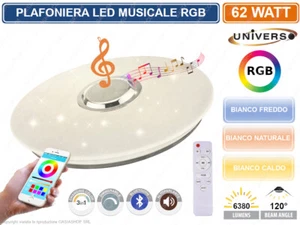 PLAFONIERA LED 3IN1 RGB 62W CIRCOLARE CIELO STELLATO BLUETOOTH ALTOPARLANTE APP - Foto 1 di 2