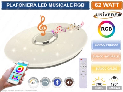 PLAFONIERA LED 3IN1 RGB 62W CIRCOLARE CIELO STELLATO BLUETOOTH ALTOPARLANTE - Immagine 1 di 2